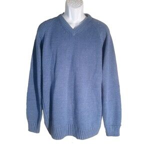James Pringle Sweater Mens Large Pullover V-Neck Blue NWT